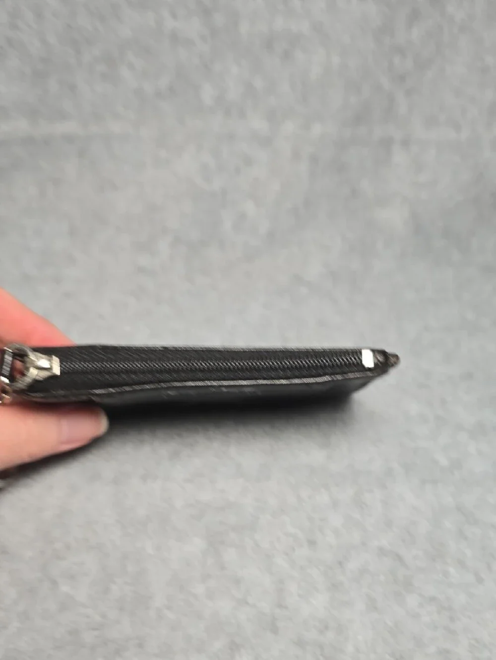 Coach Black Leather Zip Card Holder with Key Ring